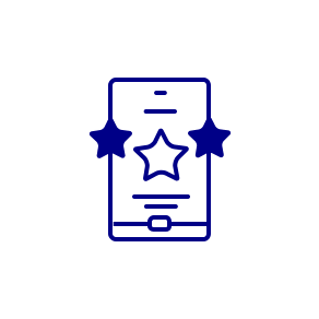 circle graphic with line drawing of a mobile device with stars meant to signify that MagicBus creates custom software applications for your website that customers will love
